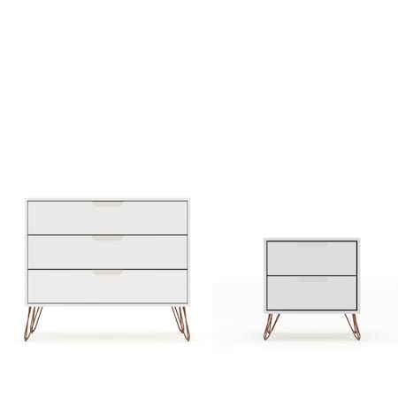 Manhattan Comfort Rockefeller Dresser and Nightstand Set, White 104GMC1